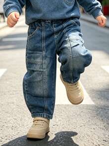 Young Boy Loose Fit Denim Jeans Suitable For Casual Outdoor Wear - Blue - View 3