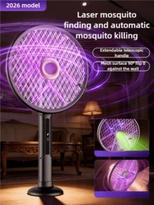 OBOVAY 6-In-1 Rotating Head Rechargeable Mosquito Swatter With Telescopic Extension Rod, Electric Fly Swatter Racket, Insect Repellent Racket, Indoor Insect And Fly Repellent Device, Insect And Fruit Fly Repellent Device, Mosquito Repellent Device,1200mAh - Multicolor - View 8