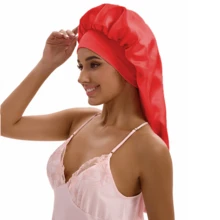 ZTZI Extra Long Sleep Bonnet, Smooth Night Hair Cap For Long Braids & Curly Hair, Wide Elastic Headband Solid Color Casual Polyester Fiber Bonnet For Daily Wear All Seasons - VC Bow 9008 - View 13