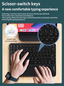 AKKHOO Keyboard Nirkabel Magnetik, Keyboard Nirkabel Portabel dengan Tombol Bulat, Cocok untuk Tablet, Ponsel Pintar, Keyboard Kantor Nirkabel - Hitam - View 4