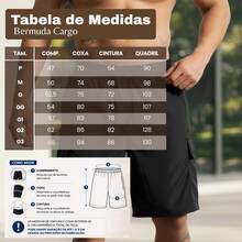 Plus Size Cargo Shorts, Sizes S To 3XL, With 5 Pockets. Comfortable, Made Of Tactel And Elastane Material. - Black - View 4