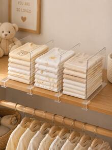 Transparent Board Edge Baby Clothes Divider Rack, Clip-On Nursery Vertical Storage Shelf, Newborn Clothing Organization System - Storage - View 5