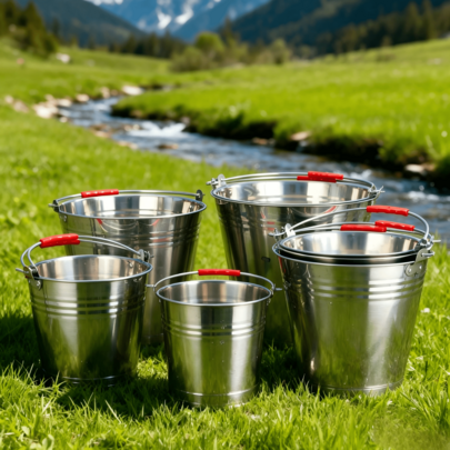 1 Bucket Per Set With Anti-Slip Red Handle, Multiple Sizes Available; Sturdy, Durable And Deformation-Resistant, Suitable For Both Vegetable Washing And Water Storage