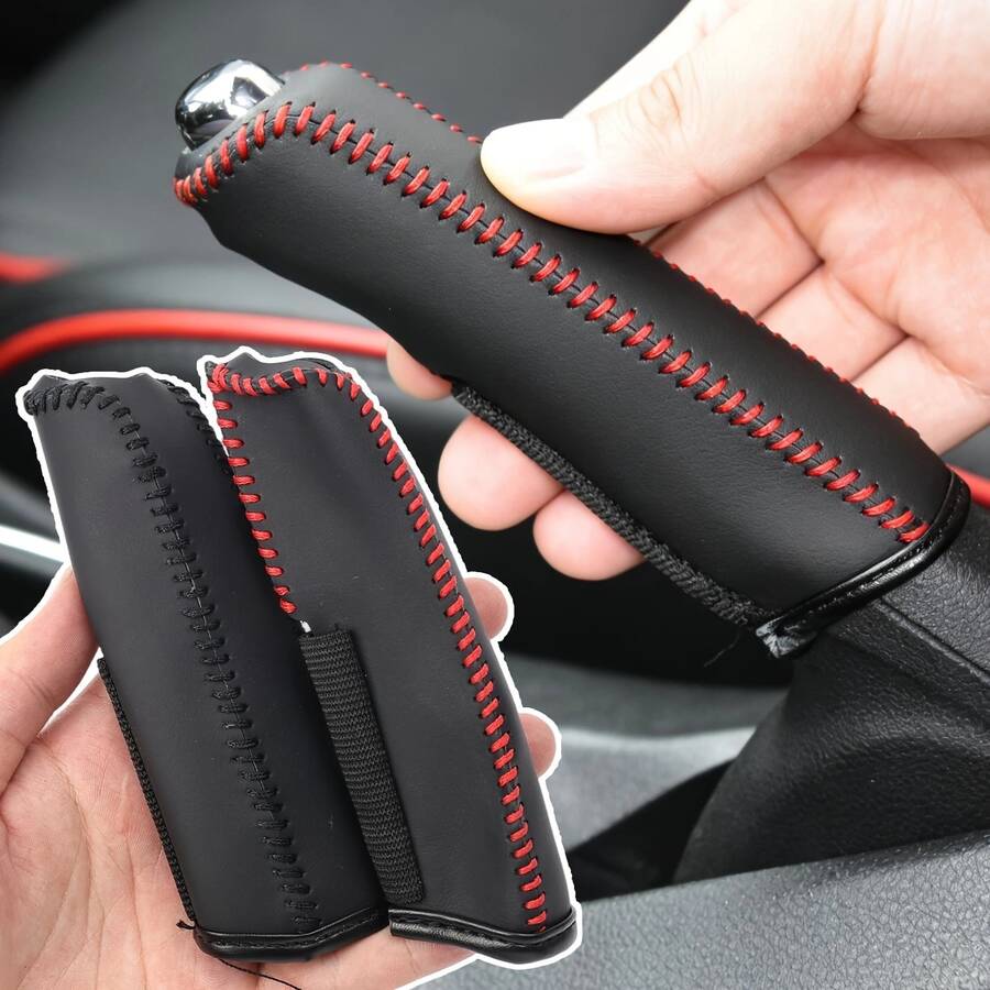 Pelindung Rem Tangan Mobil Universal Gaya Serat Karbon, Pelindung Rem Tangan Anti Selip untuk Parkir Mobil - A - View 1