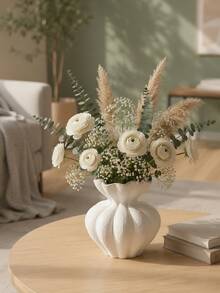 White Ceramic Vase, 4.72 Inch Modern Bohemian Style, Home Decor, Unique Vase, Suitable For Farmhouse Style Living Room Countertop Tabletop Centerpiece Decoration, Wedding Decor - A - View 10