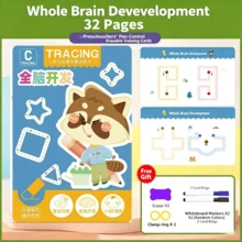 1set Cuaderno de entrenamiento de escritura reutilizable y borrable, libro de práctica de control de movimiento de la mano, material de aprendizaje de habilidades educativas tempranas (el color y la forma son aleatorios) - Multicolor - Ver 2