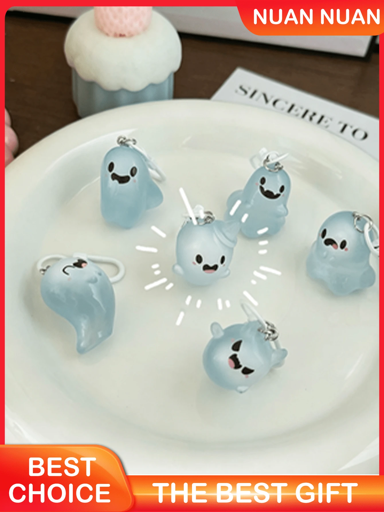 10/5/1pc Halloween Ghost Keychain, Cute Cartoon Resin Pendant Key Ring, Suitable For Decorating Wallet, Keys, Backpack, Etc., Perfect Gift For Family, Friends And Colleagues - Multiple Styles - View 1