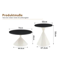 Series 2 Coffee Tables / Coffee Table With Carbon Steel Base / Scratch-Resistant And Dustproof, Stackable Design, Metal Table Legs / Suitable For Living Rooms, Bedrooms And Offices - Black + Off-white - View 5