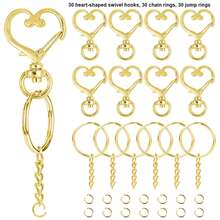 30/60/90pcs Heart-Shaped Keychain Swivel Clasp Hook Set, Split Key Ring Chain And Jump Ring Bulk Keychain Lanyard, DIY Keychain Making Kit, DIY Keychain Wallet Bag Pendant Accessories Craft Supplies - Heart-shaped Clasp Chain Small Loop - View 14
