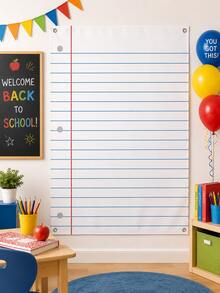 Fondo de papel de cuaderno gigante para el primer día de escuela, decoración de puerta de aula de bienvenida de vuelta a la escuela, tablero de anuncios, suministros para fiestas adecuados para aula y oficina, decoración de fiesta de vuelta a la escuela - Multicolor - Ver 2