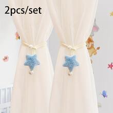 2pcs/Set Star Decor Curtain Tiebacks, Minimalist Faux Pearl Curtain Ropes, Sheer Curtain Tiebacks, Mosquito Net Storage Ropes - Multicolor - View 5