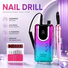 45000 RPM Electric Nail Drill With LCD Screen, Rechargeable, Suitable For Gel Nail Polishing, Perfect For Home Use Or Nail Salon - Multicolor - View 2