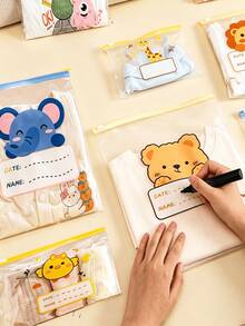 12pcs Cartoon Print Zipper Clothing Storage Bags, Travel Storage Bags, Clothing Organizer Bags, Clothing Protection Bags, Luggage Organizer Bags - Multicolor - View 2