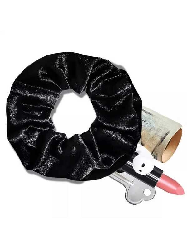 Velvet Oversized Thick Hidden Pocket Scrunchie, Multi-Functional Hair Accessory Storage Bag, Fashionable Minimalist Large Scrunchie, Zipper Elastic Hair Tie With Hidden Compartment, Can Store Coins, Small Items And Keys, Travel Essential, Back To School Essential, Teacher Gift, Back To School Gift