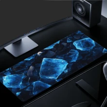 1pc Crystal Pattern Rubber Mouse Pad - Perfect For Gaming And Office, Suitable For Desktop/Laptop, Blue/Black Color Scheme Desk Pad, Desktop Mouse Pad - Ice Cubes - View 4