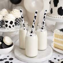 5/10/20pcs Cow Print Straws, Farm Theme Party Drink Accessories, Cow Pattern Milk Bottle Straws, Suitable For Milkshakes, Smoothies, Birthday Parties, Dessert Tables, Western Theme Parties, Picnics And Cafe Bar Decor - View 6
