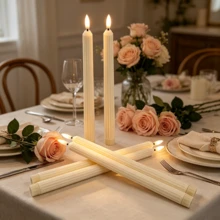 6pcs Flameless Taper Candles, Realistic Flickering Flame, Durable ABS Material, Suitable For Home Decor, Wedding And Holiday Decoration - Flameless LED Taper Candles - View 2