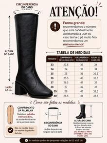 Women's High-Top Boot With Block Heel And Square Toe - Elegant - - Negro - Ver 4