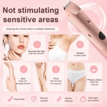 Bikini Trimmer For Women, Dual-Head Electric Body Hair Trimmer For Sensitive Areas, IP67 Waterproof Rinsable, USB-C Rechargeable Groomer For Bikini Line, Underarms, Legs & Face, Soft Pink - Pink - View 4