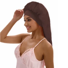ZTZI Extra Long Sleep Bonnet, Smooth Night Hair Cap For Long Braids & Curly Hair, Wide Elastic Headband Solid Color Casual Polyester Fiber Bonnet For Daily Wear All Seasons - VC Bow 9008 - View 20