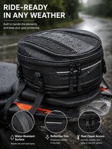 Motorcycle Tail Bag Waterproof Expandable Rear Seat Bag, Carbon Fiber Motorcycle Seat Bag With Reflective Strip And Quick Release Buckle, Universal Sport Motorcycle Rear Seat Luggage Bag, Motorcycle Helmet Backpack Travel Bag, Suitable For Riding Enthusiasts - A - View 7