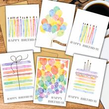 Set Kartu Ulang Tahun Cat Air 12pcs/8pcs (6 Kartu + 6 Amplop / 4 Kartu + 4 Amplop), Desain Balon, Kartu Pesan Kosong, Cocok Untuk Ulang Tahun, Ucapan Terima Kasih, Selamat dan Hadiah Liburan - A - View 6