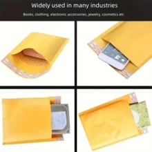 2/5/10/20pcs Yellow Kraft Bubble Mailers, Self Seal Padded Envelopes, Waterproof Shockproof Shipping Bags For Small Business - Yellow - View 9