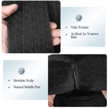 12/18/26 Inch Classic Yaki Synthetic Short Straight Bob Wig, Black Fluffy Straight Hair, Natural Black Bob Wig For Women, Perfect For Everyday Wear And Natural Bob Hairstyle - Black - View 6