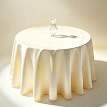 1 pieza Mantel redondo de satén blanco acabado, 228cm, adecuado para bodas y fiestas - Multifuncional para banquetes, festivales, decoración de mesa de comedor de hotel o telón de fondo - lechoso - Ver 3