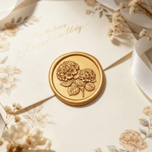 20入/包 3D刺繡球花蠟封貼紙，婚禮邀請函信封封口貼，自黏白色花朵貼紙，適用於邀請函、禮品包裝、聖誕棕色 - 繡球花-棕色 - 查看 8