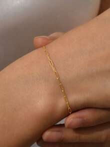 1 chiếc vòng tay bạc Sterling 925 tối giản, trang sức thiết kế sang trọng và nhẹ nhàng dành cho phụ nữ - Vàng - Xem 5