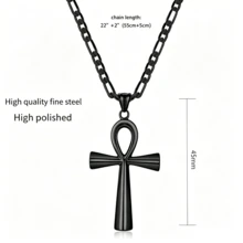 dollrinboy 1pc Stainless Steel Coptic Ankh Cross Religious Pendant Necklace, Unisex, With 20-Inch Box Chain - Cross - View 16