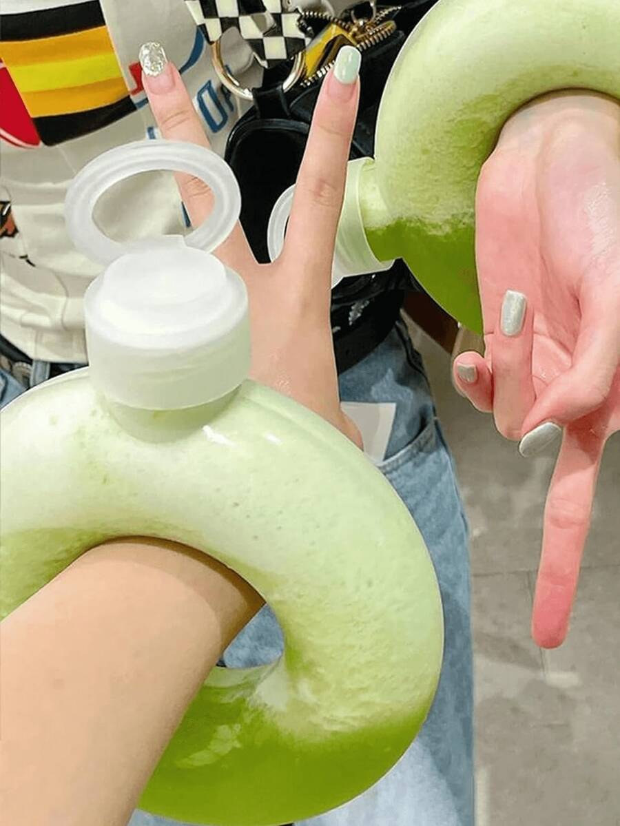 OBOVAY Botella de agua con forma de donut, taza de viaje linda a prueba de fugas de 500ml, taza de té con leche con pulsera, con anillo de asa, botella de agua deportiva a prueba de caídas, adecuada para escuela, gimnasio, deportes y actividades al aire libre, se puede dar como regalo - Multicolor - Ver 1