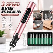 Electric Engraving Pen Kit With 30 Bits Mini Portable Engraver Tool For Jewelry Wood Metal Stone Plastic Glass Etching DIY - Pink - View 1