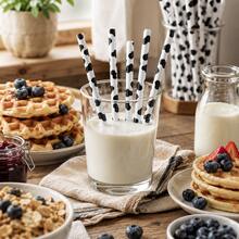 5/10/20pcs Cow Print Straws, Farm Theme Party Drink Accessories, Cow Pattern Milk Bottle Straws, Suitable For Milkshakes, Smoothies, Birthday Parties, Dessert Tables, Western Theme Parties, Picnics And Cafe Bar Decor - View 5