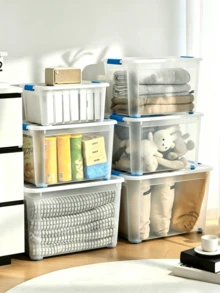 2 piezas Cajas de almacenamiento de gran capacidad de 86L con ruedas, diseño apilable, resistentes y duraderas, ahorran espacio, con tapas de cierre de , disponibles en múltiples tamaños, adecuadas para el hogar, salas de almacenamiento, oficinas, garajes, cajas de almacenamiento de herramientas transparentes - Especificaciones múltiples - Ver 3