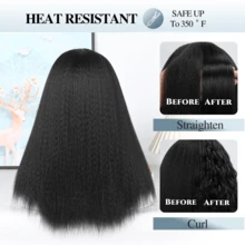12/18/26 Inch Classic Yaki Synthetic Short Straight Bob Wig, Black Fluffy Straight Hair, Natural Black Bob Wig For Women, Perfect For Everyday Wear And Natural Bob Hairstyle - Black - View 7