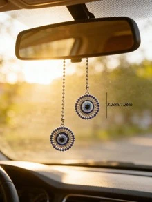 Car Interior Pendant, Fully Rhinestone-Studded Hollow Evil Eye, Can Decorate Car Rearview Mirror, Car Interior Pendant - Evil Eye - View 4
