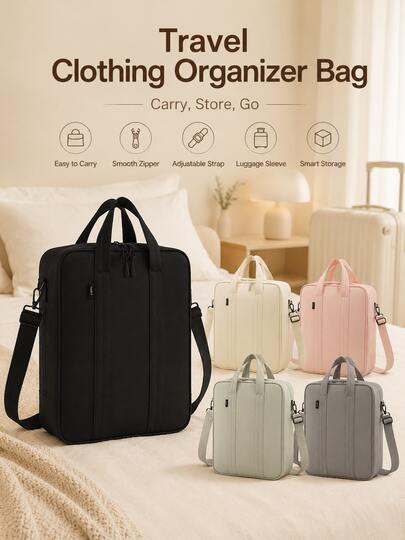 Bolsa Organizadora de Viagem - Pode ser levada à mão ou usada como bolsa a tiracolo, e é adequada para malas de rodinhas; pode ser utilizada como bolsa de viagem ou bolsa de ombro, tornando-a uma escolha ideal para organizar roupas durante viagens de negócios e férias.