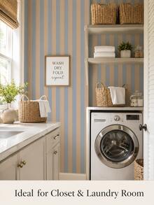 Soft Macaron Color Striped Self-Adhesive Wallpaper, Removable, 4 Colors Available, 17.72*118.11 Inches, Bedroom Living Room Decor - Multicolor - View 7