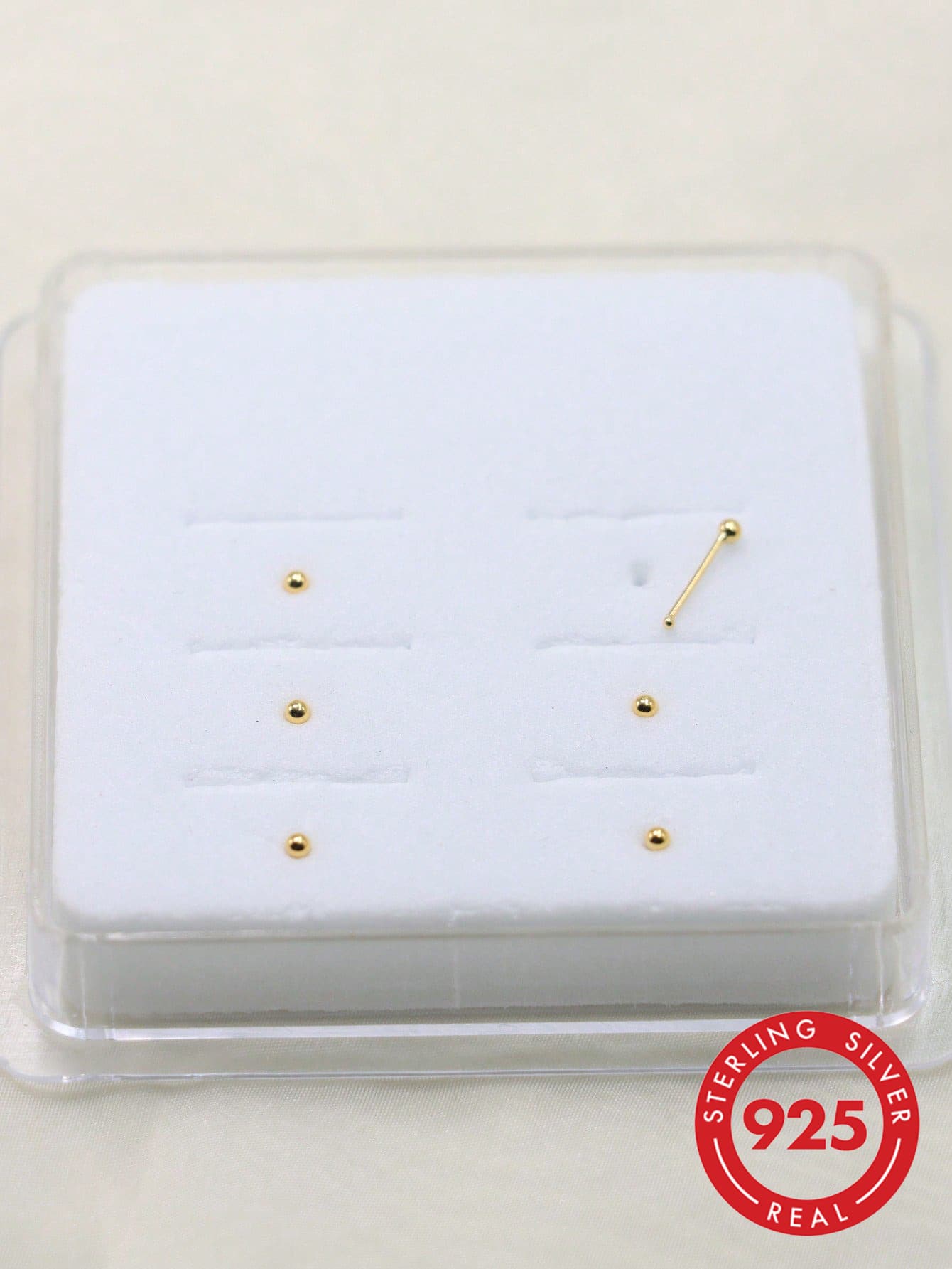 6 buah anting hidung bulat 1,5 mm dari perak sterling 925, perhiasan tindik. - Yellow Gold - View 1