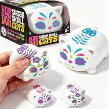 Nee￴Doh Sugar Skull Cat Squishy Toys - Elastic Squeezable Fidgets, Finger Play Toys, Sensory Aids, Decompression Tools, And Relaxation Ornaments. Ideal For Fingertip Play And Daily Leisure; Perfect For Novelty Collection And Desktop Ornament Fillers. - 彩色 - 查看 1