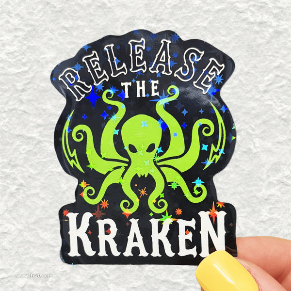 RELEASE THE KRAKEN Black Background Green Octopus Fantasy & Powerful Dark Style Sticker, Waterproof Vinyl Sticker - Durable Matte Surface, Self-Adhesive Bumper Sticker, Suitable For Cars, Windows, Laptops, Trucks, Water Bottles - Multi-Purpose Durable Design, Car Sticker