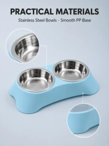 1pc 2-In-1 Pet Double Bowl Set, With 2 Detachable Stainless Steel Food And Water Bowls, Wide PP Base, Easy To Clean Feeding Station, Suitable For Cats, Dogs, Puppies And Small Dogs For Indoor And Outdoor Daily Use. 2pcs-Trapezoidal Bowl + Stainless Steel Bowl/1set - One Size Fits All - View 10