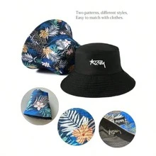 1pc Summer Fashion Printed Reversible Bucket Hat, Spring/Summer Versatile Sun Protection Beach Hat, Personalized Hat - Multicolor - View 4