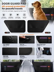 Car Door Dent Protector For Dogs Pets Kids, Interior Door Panel Anti-Scratch Anti-Kick Cover, Waterproof Auto Door Guard Protection Pad With Mesh Storage Pocket, Universal Fit Oxford Fabric Car Interior Accessory For SUV Truck, Black - Multicolor - View 1