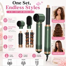 UKLISS 2026 Upgraded 5-In-1 Hot Air Brush Set, Hair Dryer And Automatic Curling Iron, 3 Temperature Settings, Frizz-Free Salon-Style Styling, Suitable For All Hair Types, Dual Voltage Portable, Ideal Gift For Valentine's Day, Mother's Day, Three Kings Day, St. Patrick's Day, Suitable For Home, Office, Travel, Salon And Party - View 2