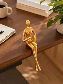 Abstrakte Figur Statue - Goldene Harz moderne Dekoration, sitzende Pose, Hochzeitsgeschenk, Heim-Büro TV-Schrank Bücherregal Dekoration, keine Elektrizität erforderlich, Heimdekoration Statue, Heimdekoration Sammlerstatue (kleine Größe, bitte vor dem Kauf sorgfältig überlegen) - A - View 3