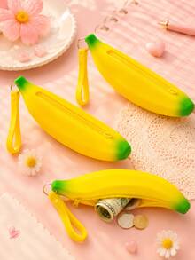 XD Cute Banana Pattern Small Bag, Zipper Coin Purse, Multi-Functional Outdoor Bag, Coin Purse, Cute Backpack Charm, Fun Girl Coin Purse, Perfect For Storing Cash, Cards And Coins, Earphone Bag - Multicolor - View 2