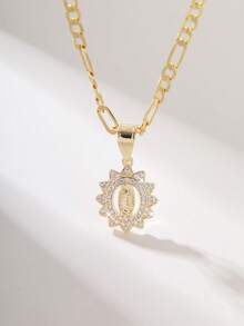 4pcs Virgin Mary Pendant Necklace, 14k Gold Plated Copper Exquisitely Crafted, Paired With 60cm Classic Figaro Chain, Carrying Blessing And Protection Meaning, Suitable For Commuting, Shopping, Holiday Gifts, Church Prayer, Simple And Timeless Design. - Yellow Gold - View 10